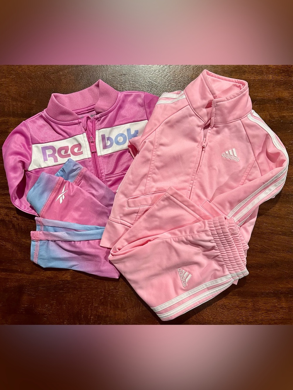 Toddler Girl Pink Adidas Tracksuit + Reebok Set 12M